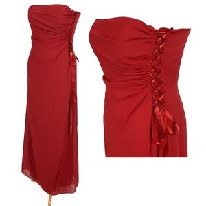 Cachet Strapless Evening Gown With Corset Detail